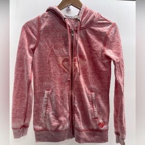 Roxy Pink Heathered Zip Hoodie with Logo